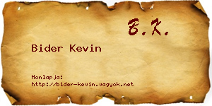 Bider Kevin névjegykártya